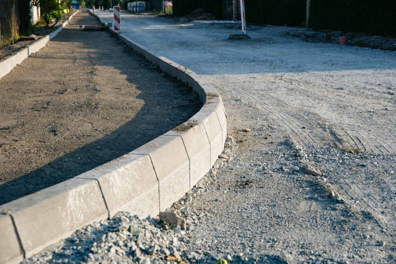 Concrete curbing and sidewalks